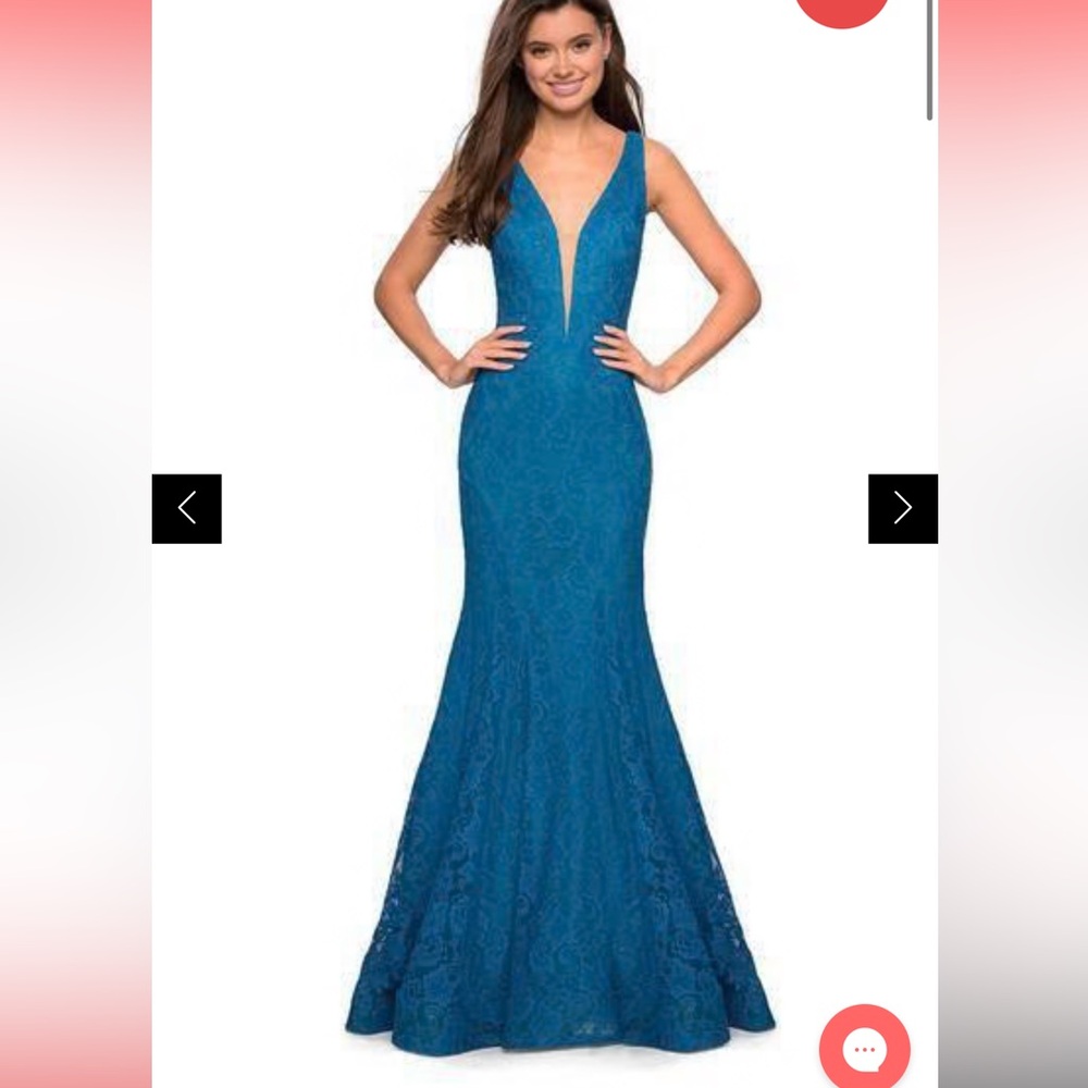 La Femme Teal 27464 evening dress new with tags